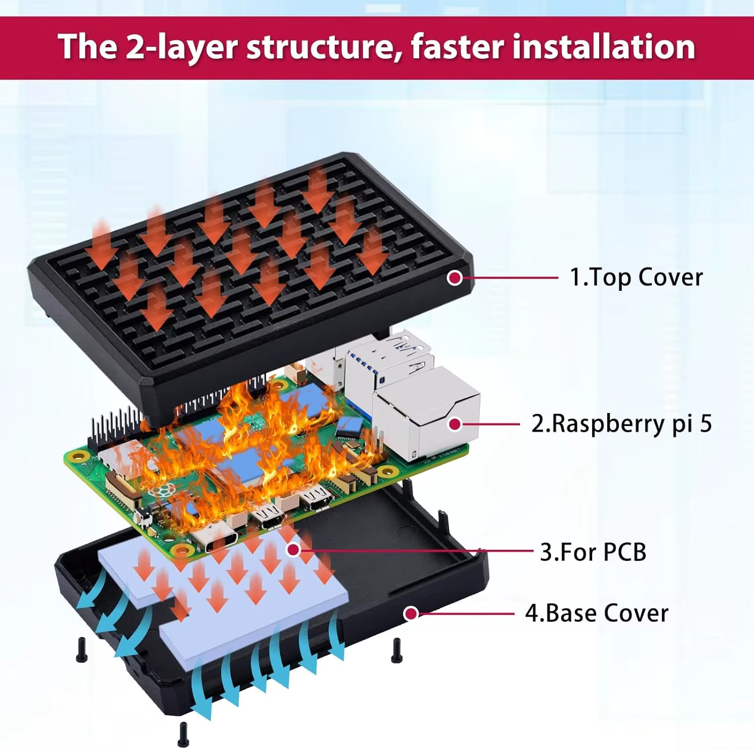 Raspberry Pi 5 Aluminum Passive Case with Built-In Heatsink - Image 4