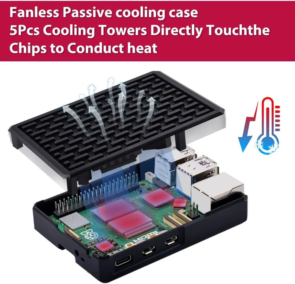 Raspberry Pi 5 Aluminum Passive Case with Built-In Heatsink - Image 6