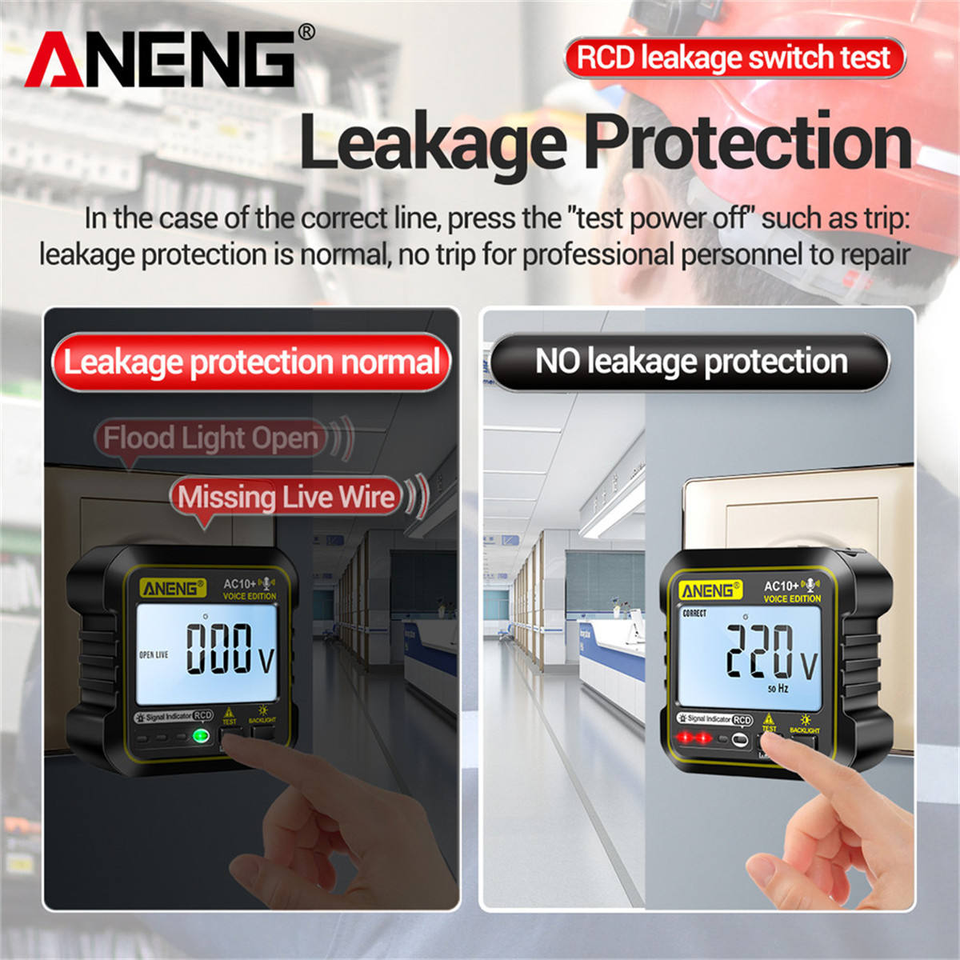 ANENG AC10+ Stafrænn Fjölmælir og Innstungumælir