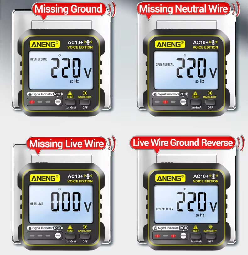 ANENG AC10+ Stafrænn Fjölmælir og Innstungumælir