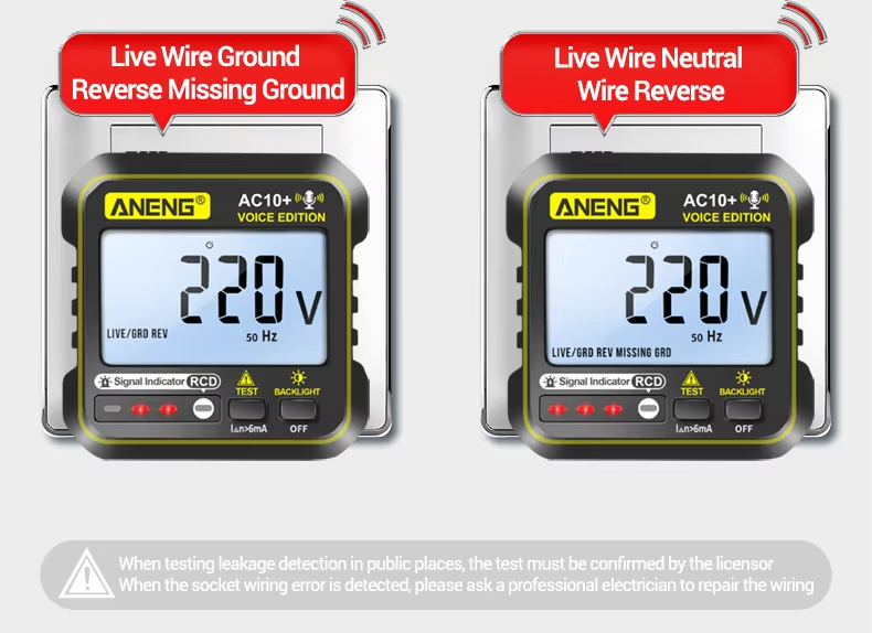 ANENG AC10+ Stafrænn Fjölmælir og Innstungumælir