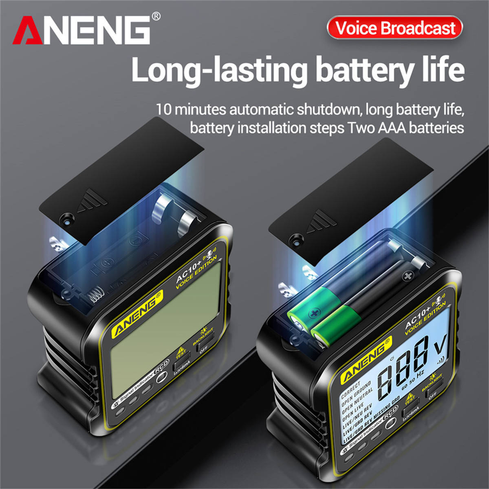 ANENG AC10+ Stafrænn Fjölmælir og Innstungumælir