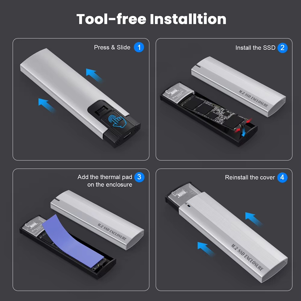 M.2 NVMe NGFF SSD Enclosure USB 3.2 Gen 2 Aluminum Case - Image 2