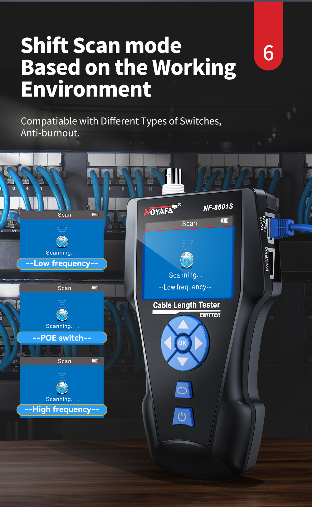 Noyafa NF‑8601S kapallprófari