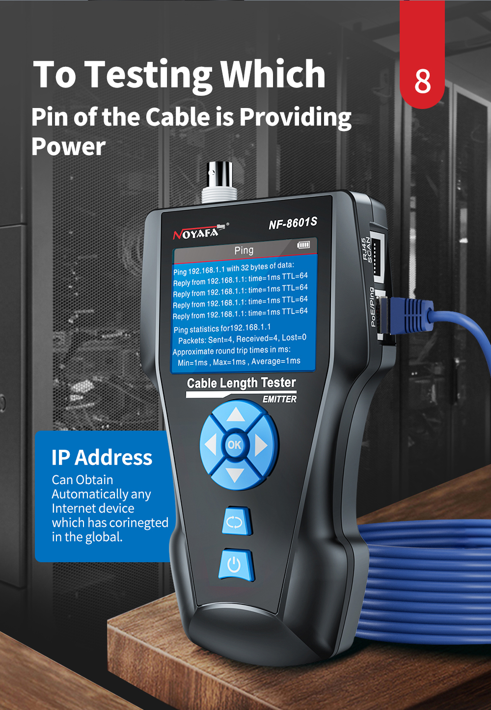 Noyafa NF‑8601S kapallprófari
