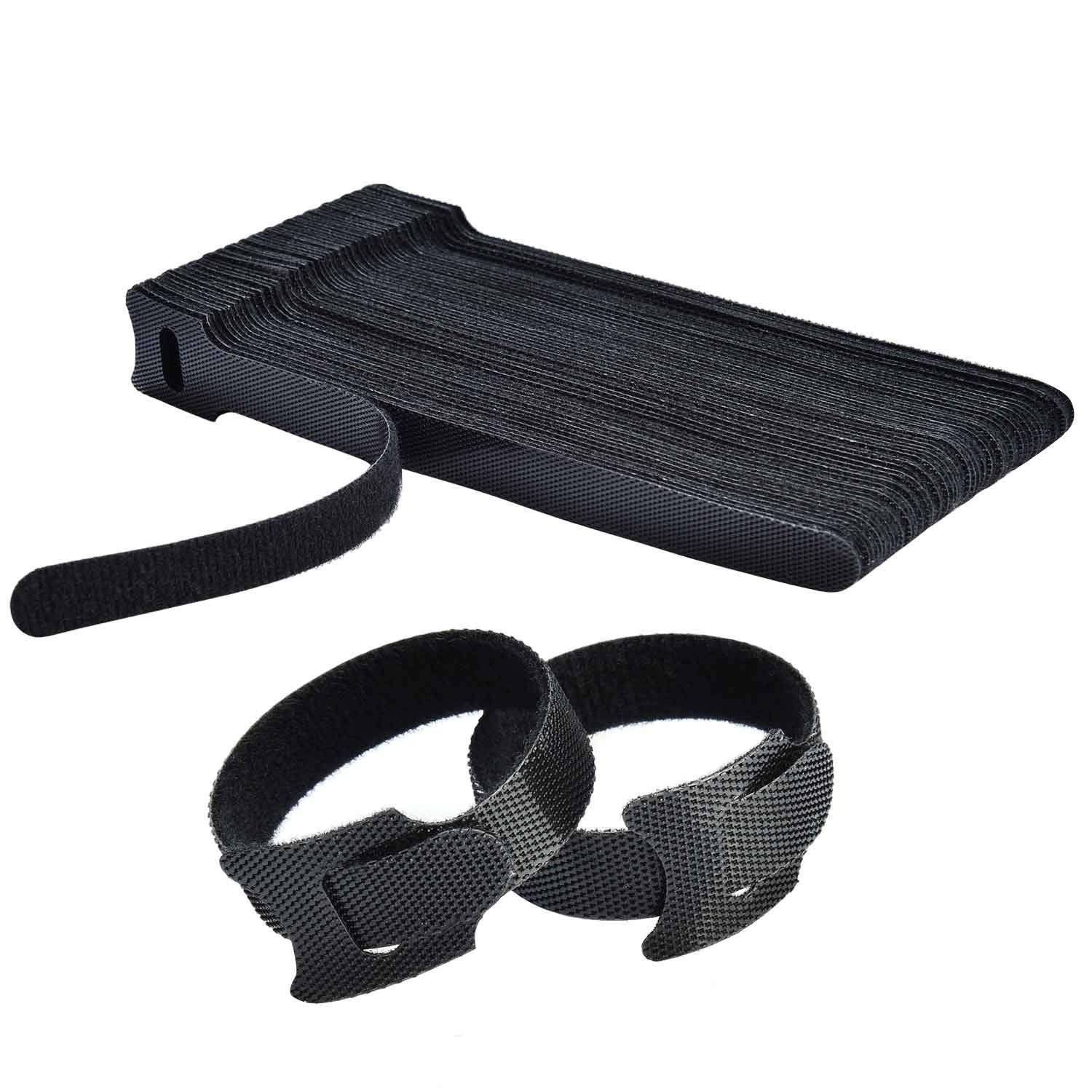 6-Inch Reusable Hook and Loop Cable Ties, 100-Pack, Black - Image 4