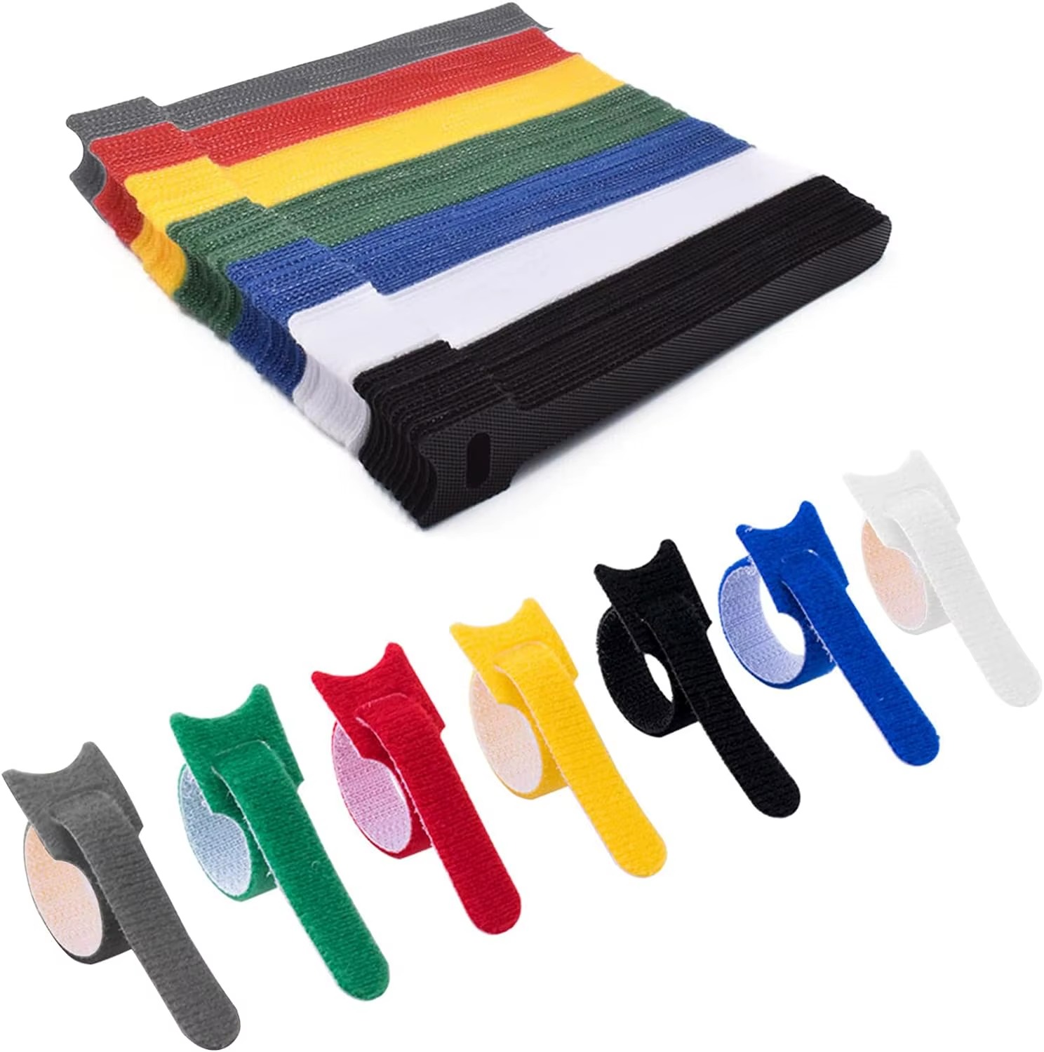 6-Inch Reusable Hook and Loop Cable Ties, 100-Pack, Black - Image 5